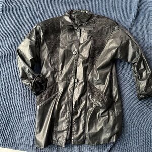 Vintage Comint Black Long Sleeve Full Length Western Goth Leather Suede Jacket M